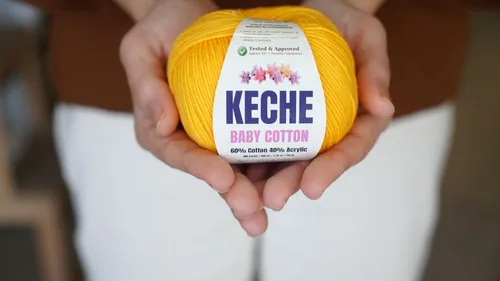 Vista 4 de Keche Hilo de Algodón, 60% Algodón 40% Hilo Acrílico, Hilo de Algodón Suave para Crochet y Tejer, Hilo Amigurumi 1 Madeja/Bola 1.76 Oz (50g) / 180