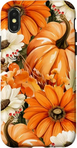 Vista 5 de Funda con temática de otoño para iPhone 16, diseño de calabaza, niña, mujer, diseño vintage de otoño