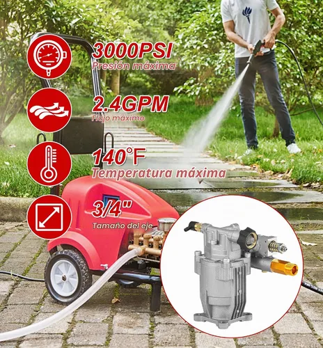 Vista 7 de M MINGLE Bomba de lavado a presión horizontal de eje de 3/4 pulgadas - Bomba de lavadora eléctrica de 3000 PSI - Compatible con Troybilt, Simpson