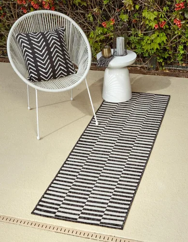 Vista 27 de Unique Loom Outdoor Striped Collection - Alfombra a rayas (4' 1" x 6' 1" Rectángulo, azul/marfil)