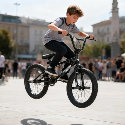 Vista 4 de KORIMEFA Bicicleta BMX Freestyle 18 20 pulgadas para niños y niños, bicicleta de trucos para 7-12 años, pernos Pro/Guro a elegir, marco de acero
