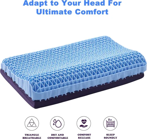Vista 2 de Berklan Almohada para dormir con refuerzo ajustable, 100% rejilla elástica, ergonómica, de apoyo para el cuello, almohada de gran