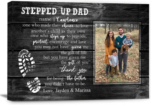 Vista 18 de Lienzo personalizado para papá con fotos, lienzo para el día del padre de parte de la hija, regalos de papá de parte de un hijo, arte de pared feliz