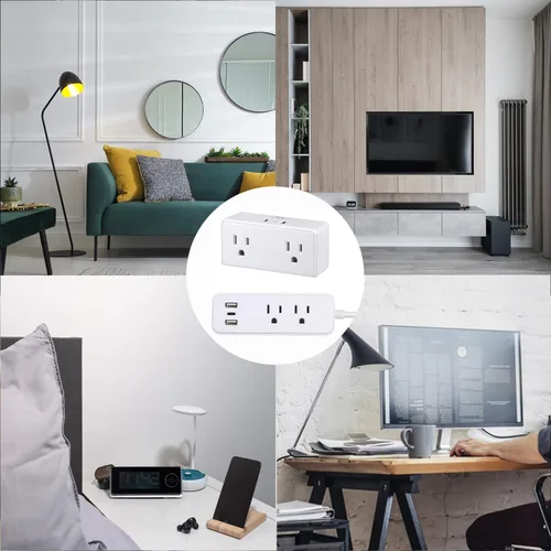 Vista 7 de Paquete de 2 unidades (toma de pared y regleta de alimentación) con cable de alimentación de 6 pies, concentrador de carga compacto con cargadores