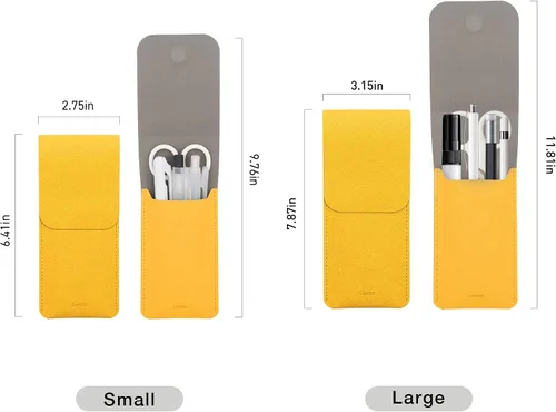 Vista 7 de LHiDS Estuche de cuero para lápices, bolsa para tres fuentes, bolígrafos y bolígrafos rollerball, estuche para lápices pequeño, organizador