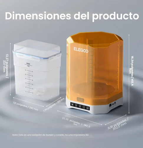 Vista 9 de ELEGOO Mercury Plus V3.0 - Estación de lavado y curado, gran capacidad de 7.5 L, compatible con impresoras 3D Mars Saturn Photon Halot MSLA LCD DLP