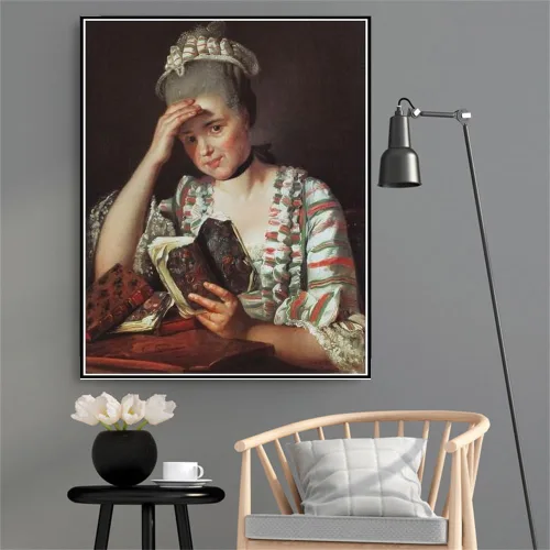 Vista 2 de Pintura de números para adultos, Retrato de Marie Joséphine Buron por Jacques Louis David Kit de pintura por números para niños y adultos
