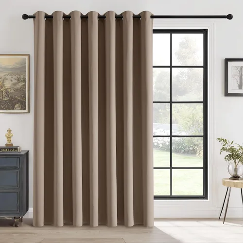 Vista 26 de RYB HOME Cortinas portátiles para puerta con privacidad, cortinas opacas y aislantes térmicas para dormitorio, armario, sala de estar, comedor, Beige