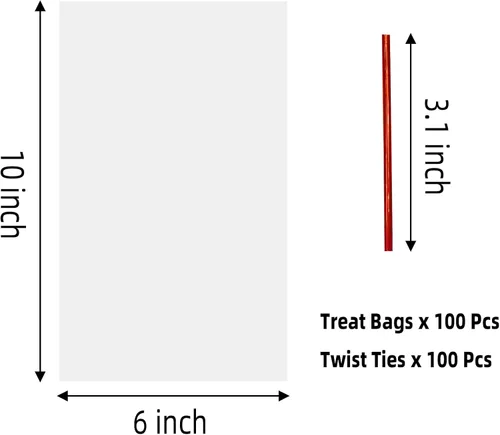Vista 2 de Morepack Bolsas de celofán de 6 x 10 pulgadas, bolsas de celofán transparentes con lazos giratorios, 100