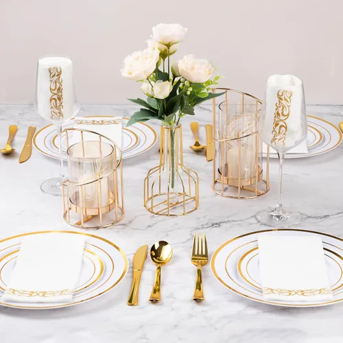 Vista 5 de Goodluck Paquete de 100 unidades de toallas de invitados con tacto de lino desechables – Toallas de mano de papel suaves y absorbentes para baño