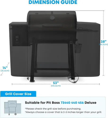 Vista 2 de Stanbroil Cubierta de parrilla de pellets para parrillas Pit Boss Deluxe 73440 440 456 Deluxe Ranch Hand 72440 72444, color negro