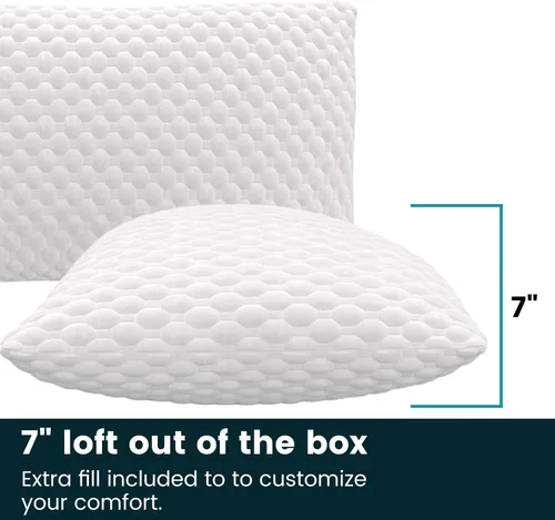 Vista 4 de ZenCloud - Almohada de espuma viscoelástica de gel calmante para dormir de lado, espalda y estómago, tamaño King, con extracto de cáñamo, relleno