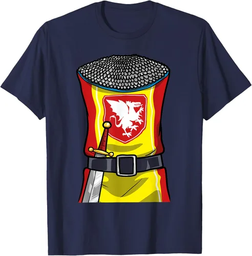 Vista 57 de Disfraz medieval de caballero de Halloween, camiseta para niños con espada de armadura, Negro, S