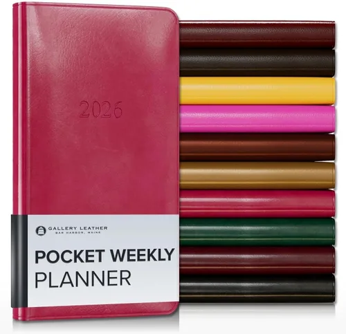 Vista 187 de Gallery Leather Planificador Semanal y Mensual Grande 2025-2026, Calendario Planificador y Cuaderno Elegantemente Encuadernado con Elegantes Bordes