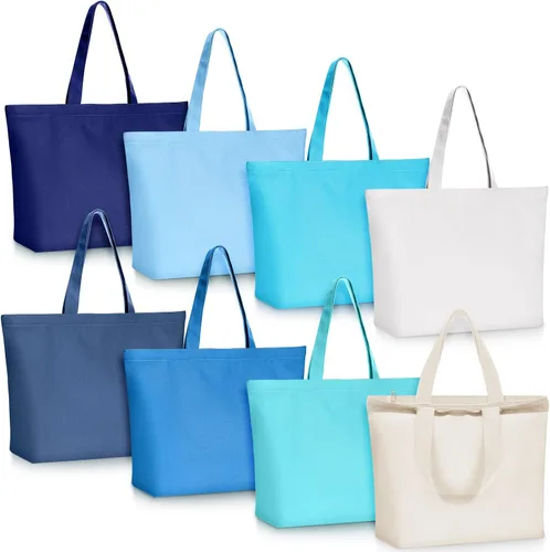 Vista 13 de Epakh Paquete de 4 bolsas de lona, 16.5 x 3.9 x 13.4 pulgadas, beige 16.5 X 3.9 X 13.4 Inch, Blank Canvas Cotton Bags Bulk with Zipper, Large