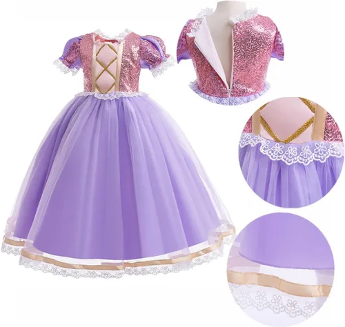 Vista 6 de Princesa Rapunzel - Accesorios de vestir para niñas, fiesta de cumpleaños, Halloween, Navidad, disfraz