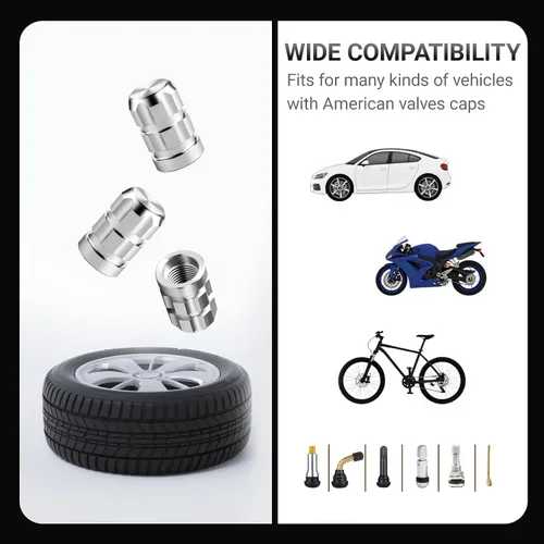 Vista 5 de Aluminum Tire Valve Stem Caps for VW T-Cross 2018-2024 2025, Anti-Rust Tires Air Valve Cap Stem Covers Corrosion-Resistant Automotive Exterior