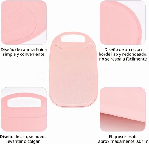 Vista 6 de Tabla de cortar para cocina, tablas de cortar de paja de trigo con ranuras para jugo