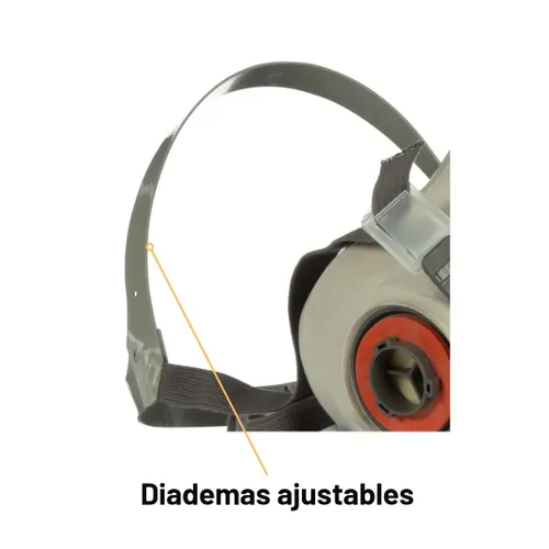 Vista 4 de 3M Respirador reutilizable de media cara 6200, NIOSH, arnés de cuatro puntos, ajuste cómodo, compatible con aire suministrado de doble línea