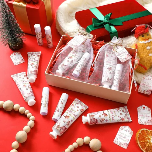 Vista 4 de 24 juegos de crema de manos y bálsamo labial para baby shower, regalo de Navidad, baby shower, regalos de fiesta, tamaño de viaje, loción de manos