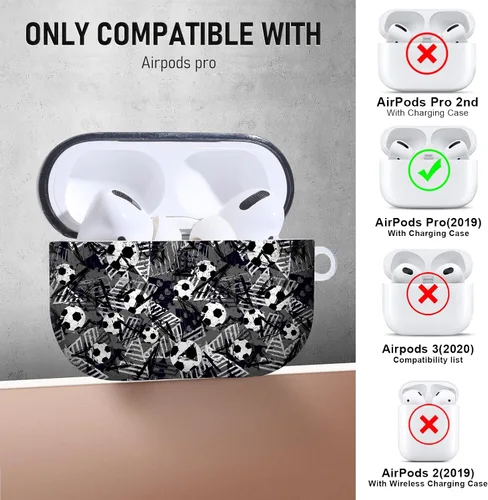 Vista 7 de Gedicht Funda para Airpods Pro, lindo diseño de fútbol de TPU suave fundas para Airpods Pro 1ª generación, a prueba de golpes para Airpods Pro 2019
