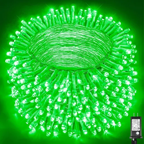 Vista 37 de Guirnalda de luces navideñas con 100 LEDs, tira de 33 pies, 8 modos, conectable, impermeable, parpadeante, con temporizador y memoria, para Azul