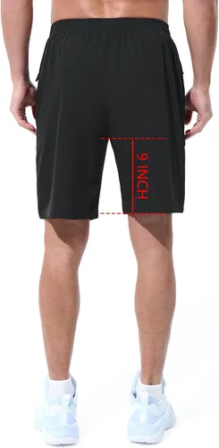 Vista 3 de Pantalones cortos deportivos para hombre, pantalones cortos de entrenamiento de secado rápido, pantalones cortos de entrenamiento de 7 pulgadas9