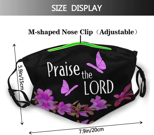 Vista 2 de Faith Over Fear 2020 - Pañuelo para máscara facial reutilizable y lavable con 2 filtros para hombres y mujeres adultos Jesús Cristiano Alabanza al