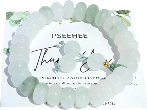 Vista 12 de Handmade Genuine Jade Abacus Shape Beaded Bracelet, Feng-shui Lucky Stone Chakra Healing Gemstone Crystal Beads Adjustable Bangle Stretch Jewelry