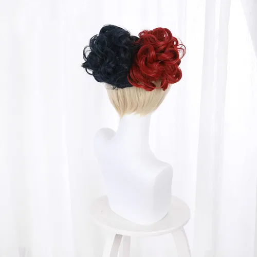 Vista 4 de Aadesso Peluca de disfraz de Harley Quinn para mujer, disfraz de Halloween, fiesta, cosplay