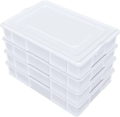 Vista 7 de Paquete de 4 cajas de prueba de masa de pizza comercial con tapa Contenedor de masa para pizza, tapa a juego, duradero y fácil de limpiar, gran