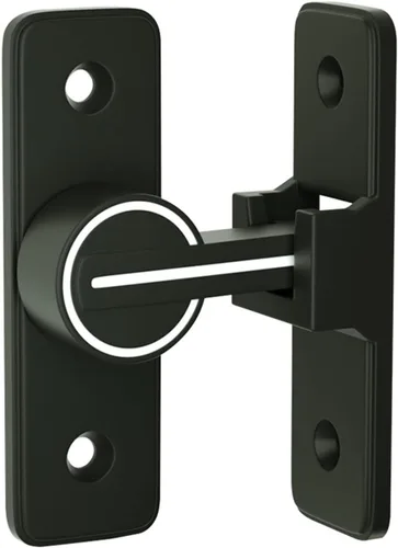 Vista 4 de TIYPKE - Cerraduras y pestillos para puerta de granero de 90 grados, cerradura de puerta corrediza antirrobo negra luminosa, pestillo de puerta