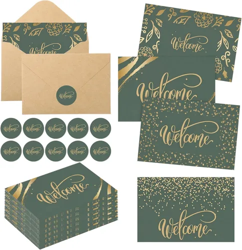Vista 8 de Fumete 72 juegos de tarjetas de bienvenida doradas con adhesivo de papel