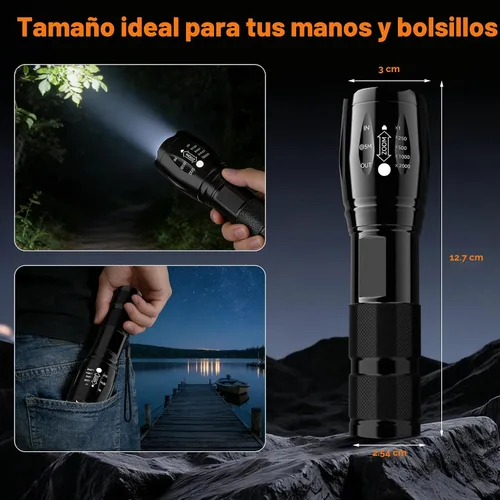 Vista 5 de CREE XML T6 3000 lúmenes táctico linterna LED, 5 modos, impermeable