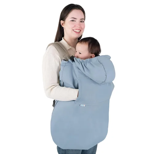 Vista 9 de JAN & JUL Funda impermeable para bebé con capucha y bolsillos, universal para portabebés y cochecitos (Negro)