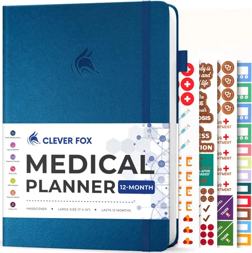 Vista 13 de Clever Fox Agenda médica grande de 12 meses – Cuaderno médico, diario de salud, diario de bienestar para rastrear la salud – 12 meses, 7 x 10.5