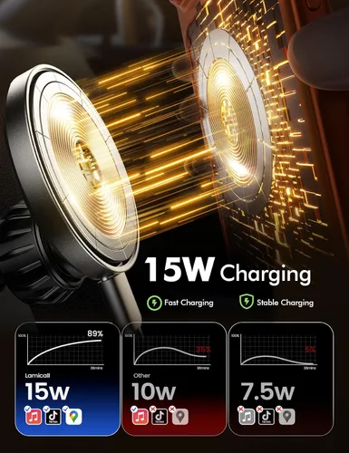 Vista 2 de Lamicall Cargador de montaje de teléfono Tesla para el imán N55 más fuerte