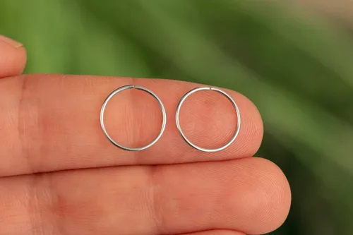 Vista 38 de Aretes de aro de oro de plata – Aretes de aro para mujer, dos piezas de aros de plata fina rellenos de oro, aro de hélice, anillo de tragus, aro