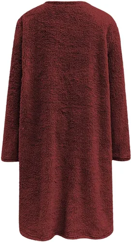Vista 2 de Sudaderas de forro polar de gran tamaño para mujer 2023, a la moda, sueltas, cuello redondo, manga larga, casual, con bolsillo