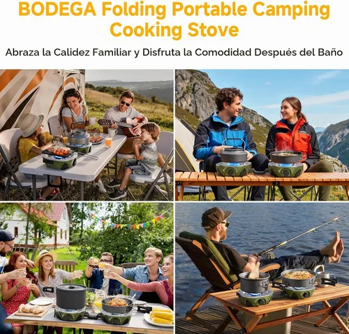 Vista 7 de BODEGA Estufa de Campamento de 2 Quemadores, Estufa de Campamento de Propano Plegable de 20000 BTU con Quemadores Ajustables, Estufas de Gas Dobles