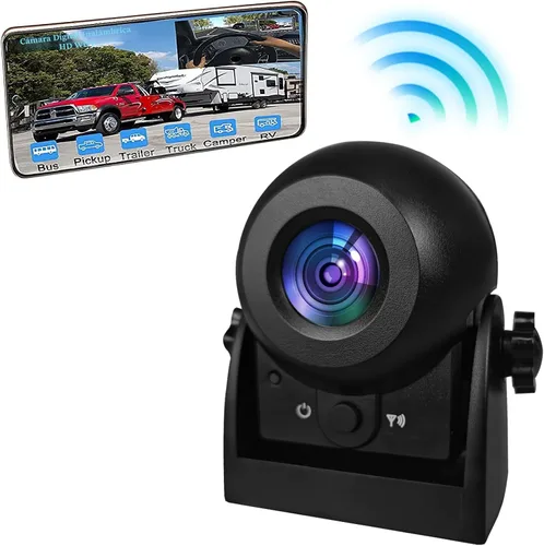 Vista 8 de Cámara de respaldo inalámbrica, cámara de visión trasera magnética HD de 1080P para camiones/RV/remolque, funciona con CarPlay y Android