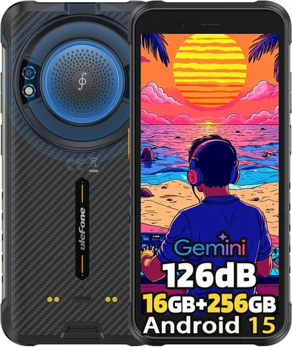 Vista 10 de Ulefone RugKing (16 GB+128 GB) Android 15 4G Smartphone, 9600 mAh, altavoz de 126 dB, cámara de 50MP+2MP+8MP teléfono resistente de 5.99 pulgadas