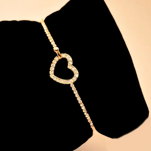 Vista 7 de Pulsera de aleación clásica de corazón para mujer pulsera de cristal con diamantes de imitación joyería de moda boda para niñas