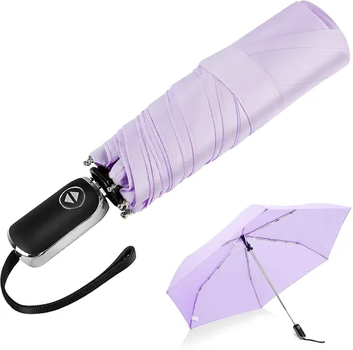 Vista 97 de LEAGERA Paraguas de viaje compacto para bolso, mango plano, impermeable para lluvia ligera