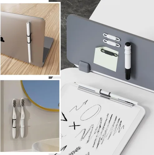 Vista 3 de WALLFID Paquete de 10 clips magnéticos de silicona para bolígrafos, ideal para bolígrafos de tinta de gel o marcadores de borrado en seco