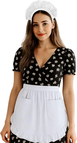 Vista 10 de Aspire Waist Apron with Pockets, Women's Kitchen Half Apron, Cotton Costume Maid Apron for Cooking Bairn