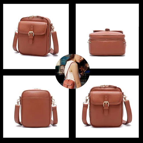 Vista 3 de Comebybuy - Bolso estilo vintage con ranuras para tarjetas, bolsa cruzada para mujer