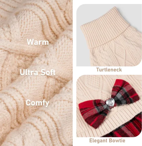 Vista 5 de Kyeese Suéter de perro vestido a cuadros con cuello alto para perro, suéter de punto para mascotas para otoño e invierno