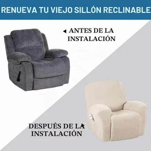 Vista 3 de H.VERSAILTEX Funda reclinable superelástica Fundas reclinables para sofá Funda reclinable para silla Forma ajustada Fundas antideslizantes Beige