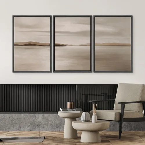 Vista 135 de SIGNWIN Lienzo enmarcado para pared, juego de arte pastel con cadena montañosa, bosque, niebla, naturaleza silvestre, ilustraciones modernas, arte